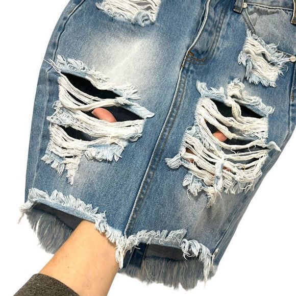 One Teaspoon High Waist Skirt 23 Long Rise Super Fitted Distressed Jean - Picture 3 of 9